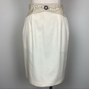 Vintage Erez Wool and Leather Skirt